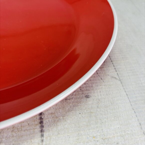 Room Essentials ANGLED RIM ORANGE FLAME White Trim Stoneware Dinner Plates Set 3 - Picture 14 of 16